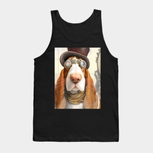 Cute Basset Hound Steampunk Style with Goggles Tank Top